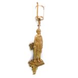 A Banksway early 20thC gilt metal wall light, cast as Charles Dickens and Oliver Twist, Rd No