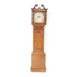 S Simpson of Oakham. A George III mahogany and oak longcase clock, the square enamel dial painted