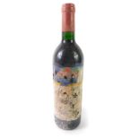 A bottle of Chateau Mouton Rothschild 1984, Pauillac.