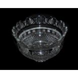 A Waterford cut glass fruit bowl, decorated in the King's pattern, etched mark, 26cm Dia.
