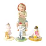 Three Royal Doulton porcelain figures, modelled as Sugar & Spice HN4103, Pride & Joy HN4102, and