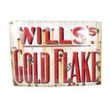 An enamel advertising sign Wills's Gold Flake, red lettering against a white ground, 112cm H,