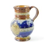 A Doulton Lambeth stoneware jug commemorating the Diamond Jubilee of Queen Victoria, of baluster