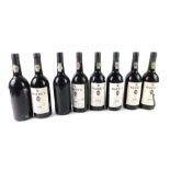 Eight bottles of Warre's late bottled vintage port 1974, bottled in 1978.