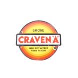 An enamel advertising sign for Craven 'A', smoke will not affect your throat, 56cm H, 61cm W.