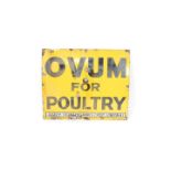 An enamel sign Ovum For Poultry, Joseph Thorley Ltd, Kings Cross, London N1, 69cm H, 82cm W.