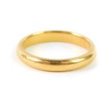 A 22ct gold wedding band, size K/L, 4.2g.