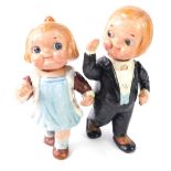 Two vintage 1940's Campbells Soup dolls, with articulated arms and head, google eyes, one modelled