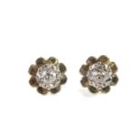 A pair of 9ct gold and diamond single stone earrings, approx 0.25cts, 1.7g.