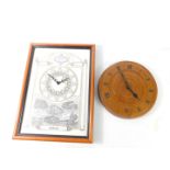 A wooden carved circular wall clock, bearing Roman numerals, quartz movement, by R & V Siford of