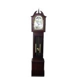 A German mahogany longcase clock, for Fen Clocks of Suffolk, brass break arch dial, with moon phase,
