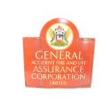 An enamel advertising sign General Accident Fire and Life Assurance Corporation Limited, with a coat