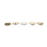 An 18ct gold and diamond solitaire ring, size N, 9ct gold and diamond set solitaire ring, illusion