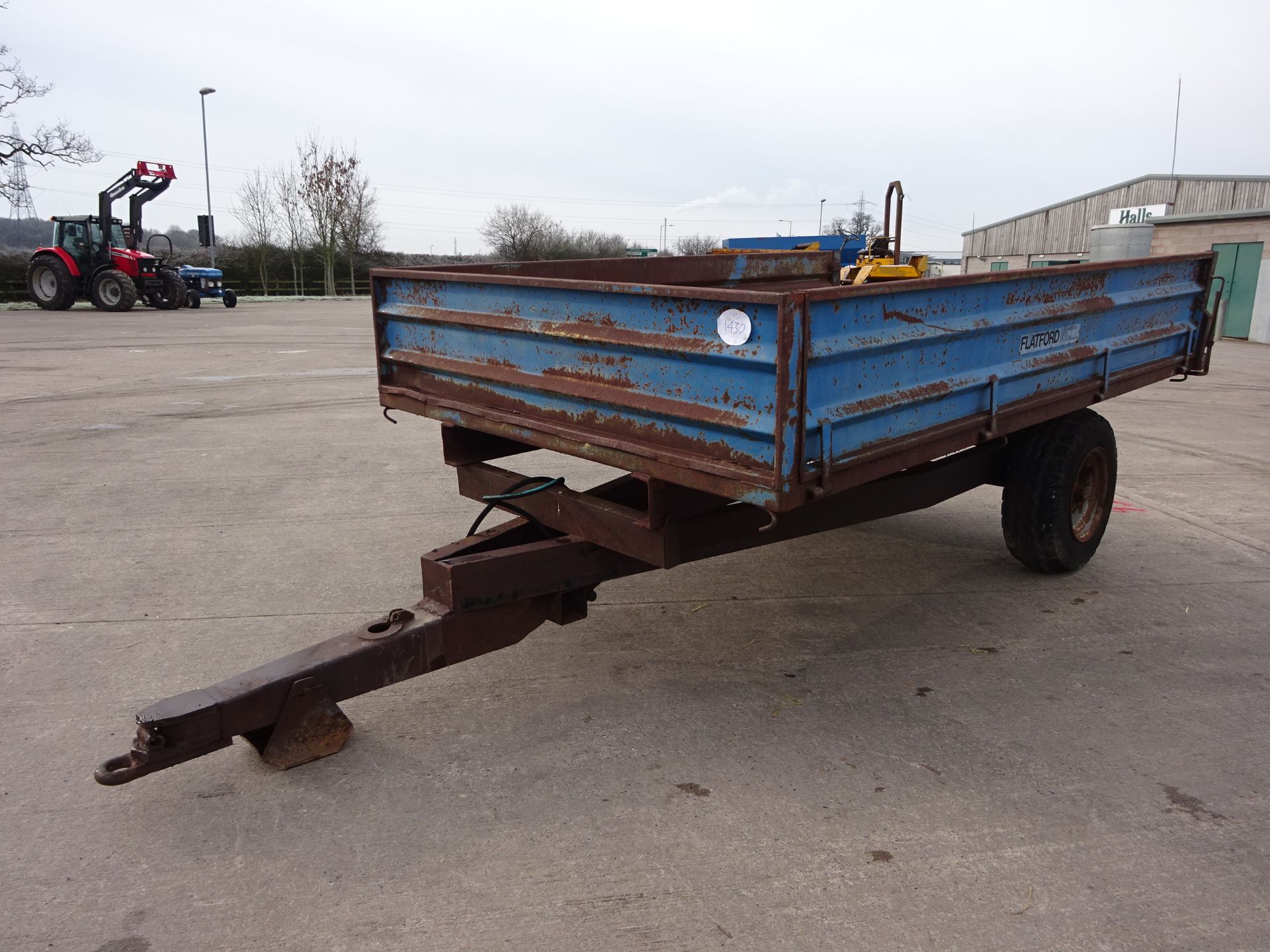 FLATFORD SINGLE AXLE METAL DROPSIDE TIPPING TRAILER 4T