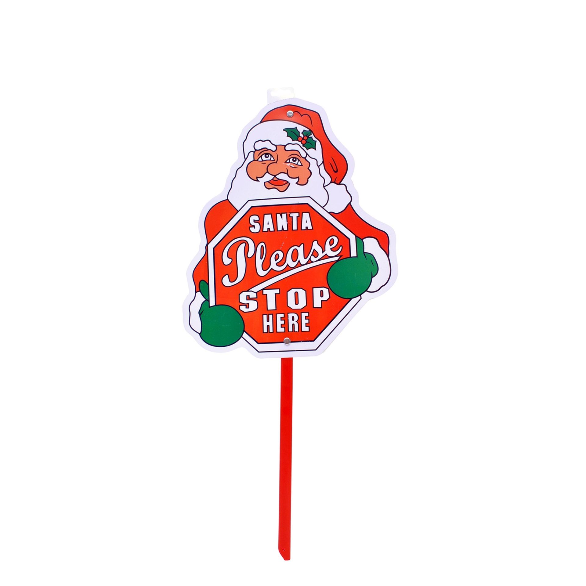 V Brand New Garden "Santa Stop Here" Sign - Weatherproof Design With Spiked End Ideal For Gardens Or