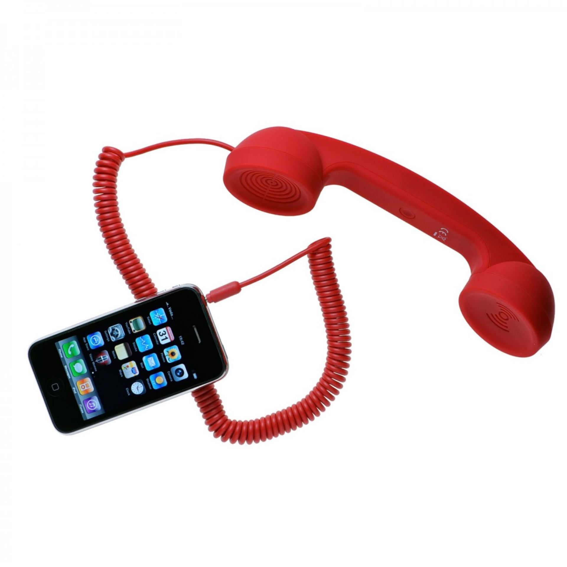 V Brand New Red Retro Phone Handset - 3.5mm Jack - Compatible With iPhone & iPad - Laptops & Desktop