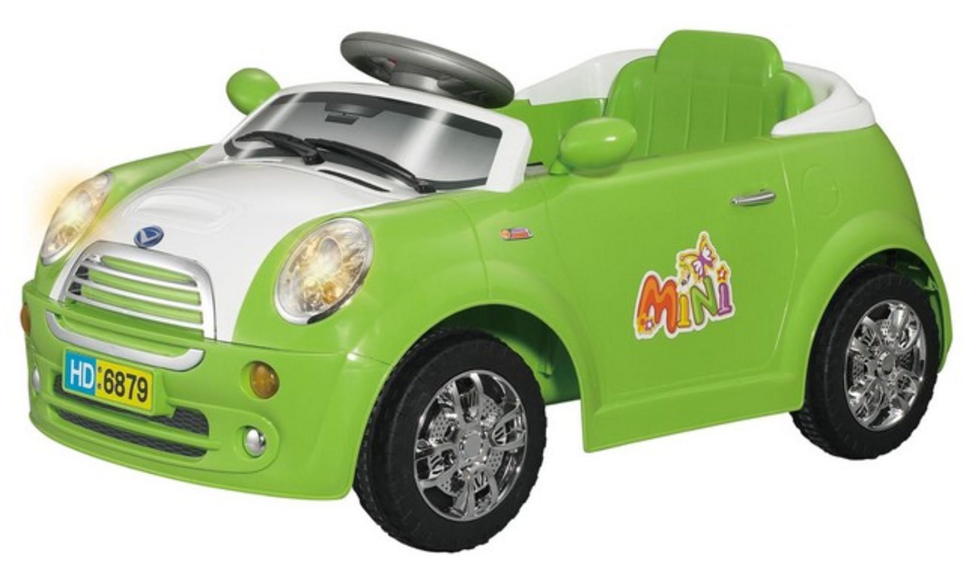 V Brand New Mini Cooper Style 6v Childrens Ride on Car - Green