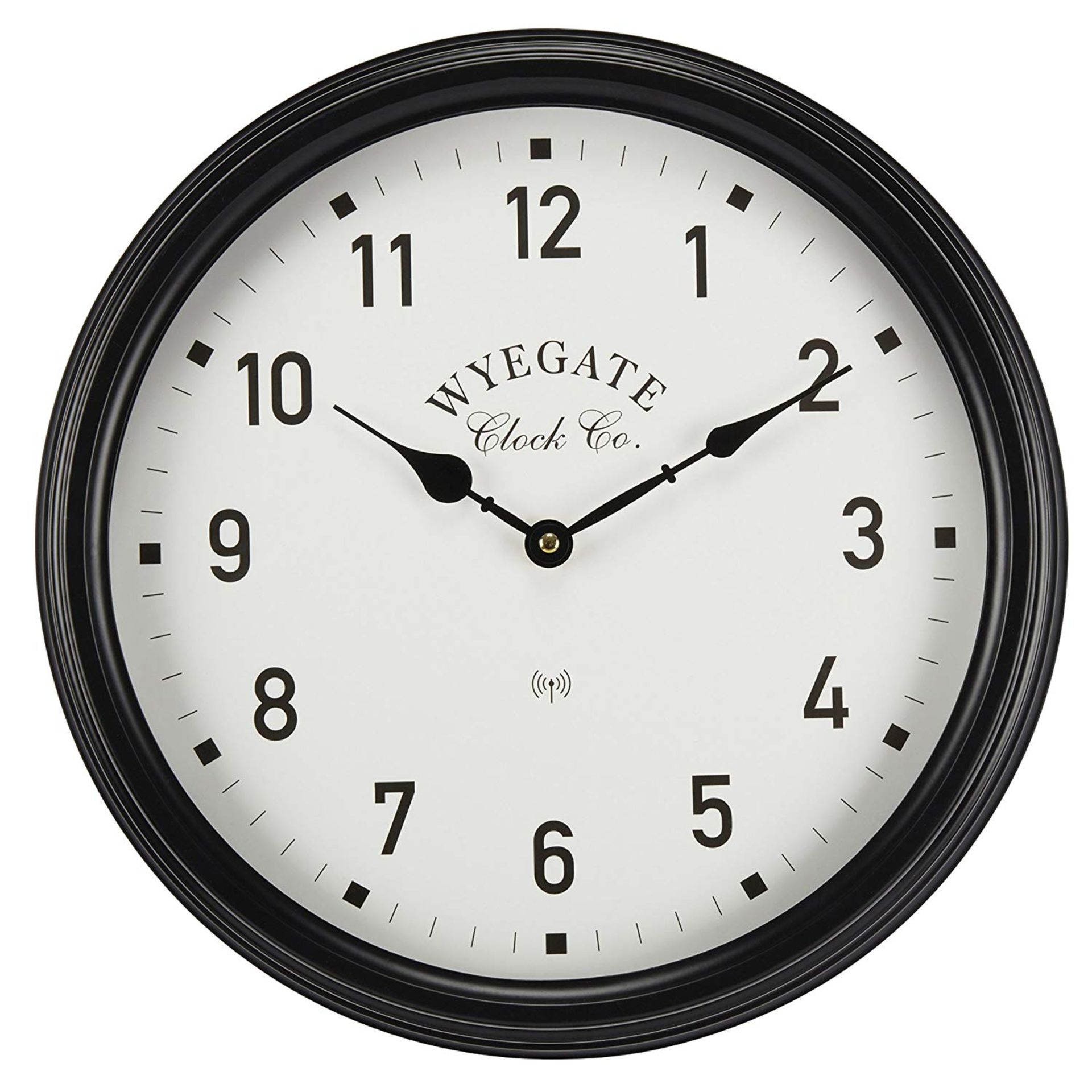 V Brand New Big Wyegate Garden/Indoor Clock (Radio Controlled) - 39cm - Black - RRP £24.99 -