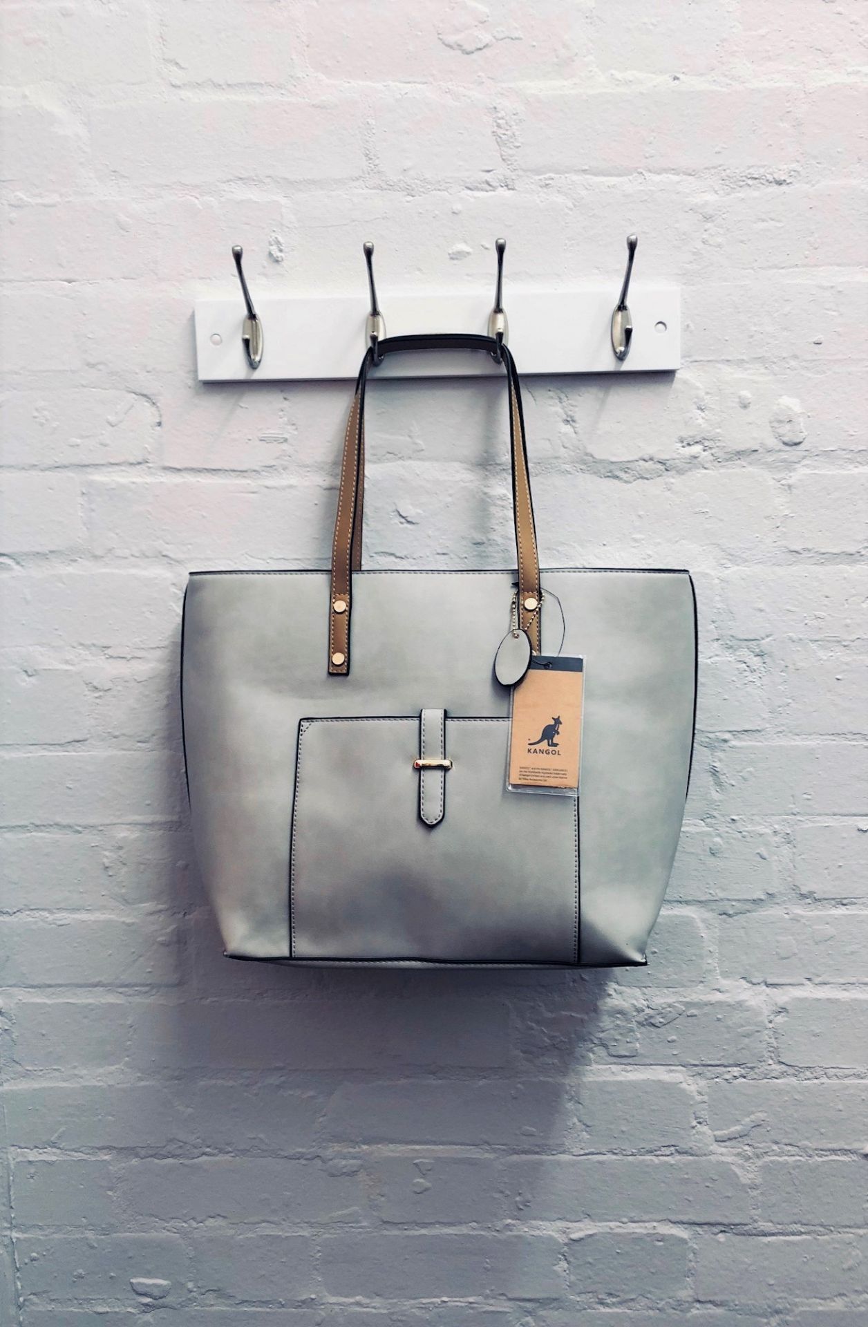 V Brand New Kangol Grey & Tan Trim Front Pocket Shopper Bag - Image 3 of 3