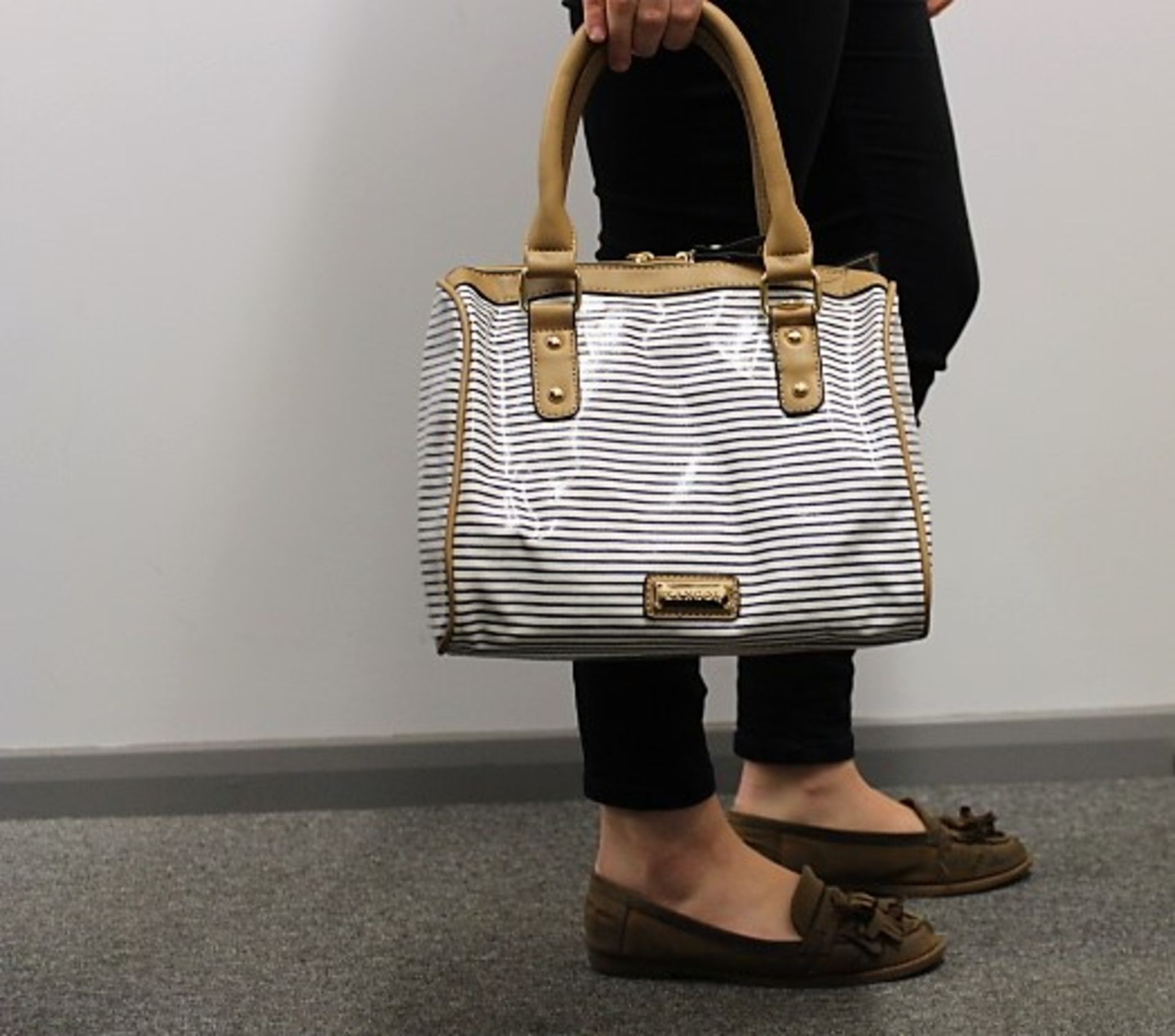 V Brand New Kangol Blue/White Stripe Barrel Handbag