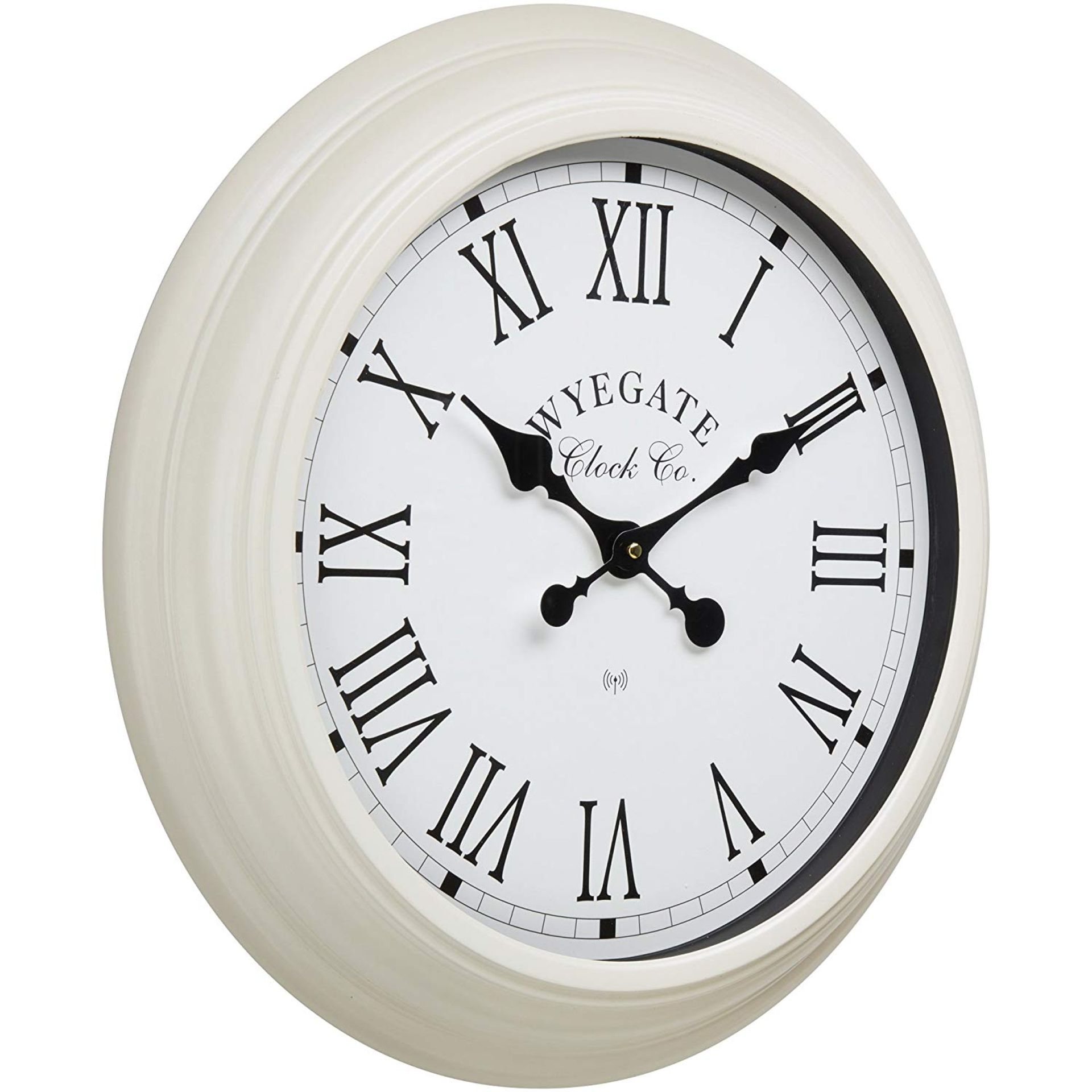 V Brand New Large Wyegate Garden/Indoor Clock (Radio Controlled) - 50cm - Cream - RRP £29.99 - Roman - Image 2 of 2
