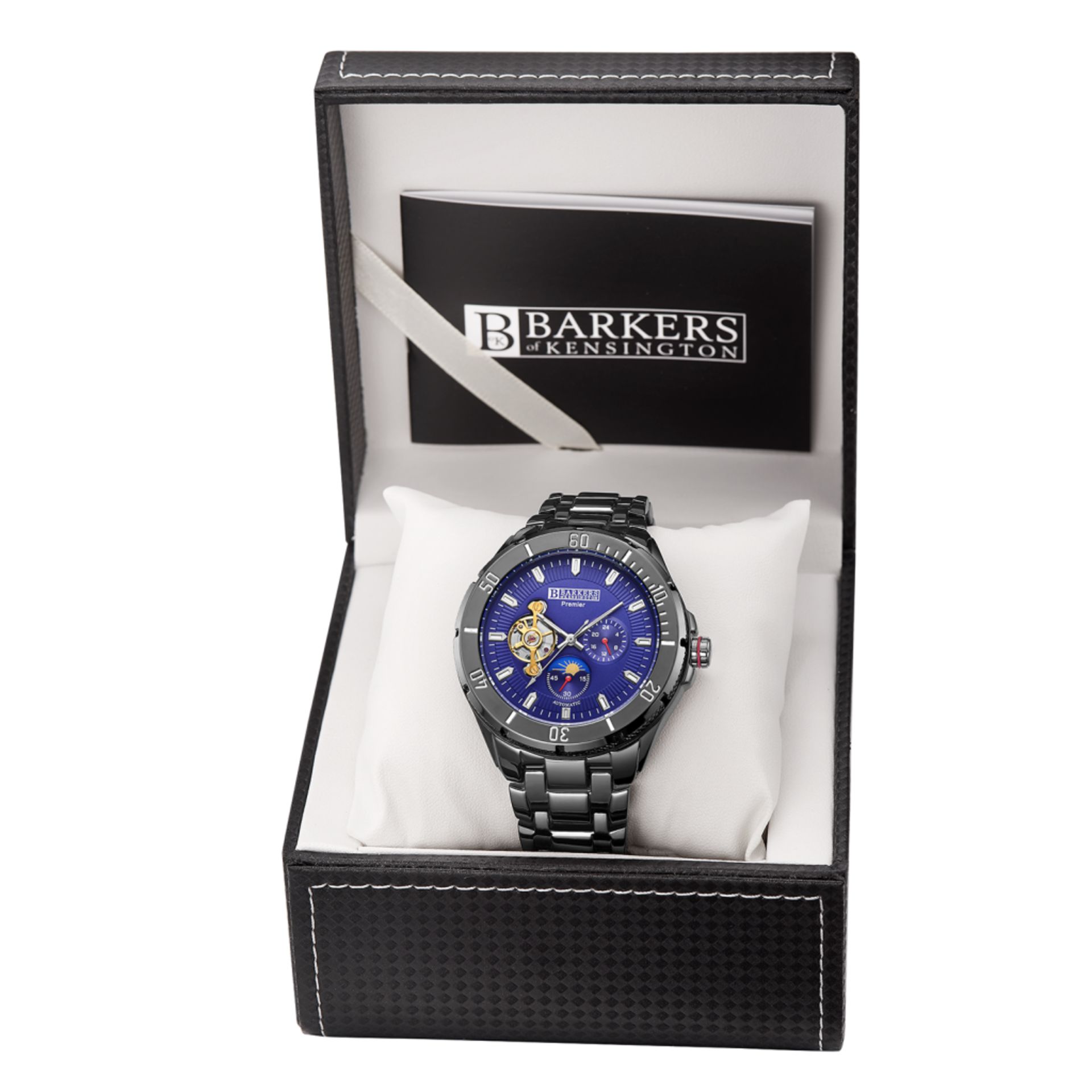V Brand New Fabulous Barkers Of Kensington Gents Premier Automatic Blue Watch - Black Bracelet Strap - Image 2 of 4