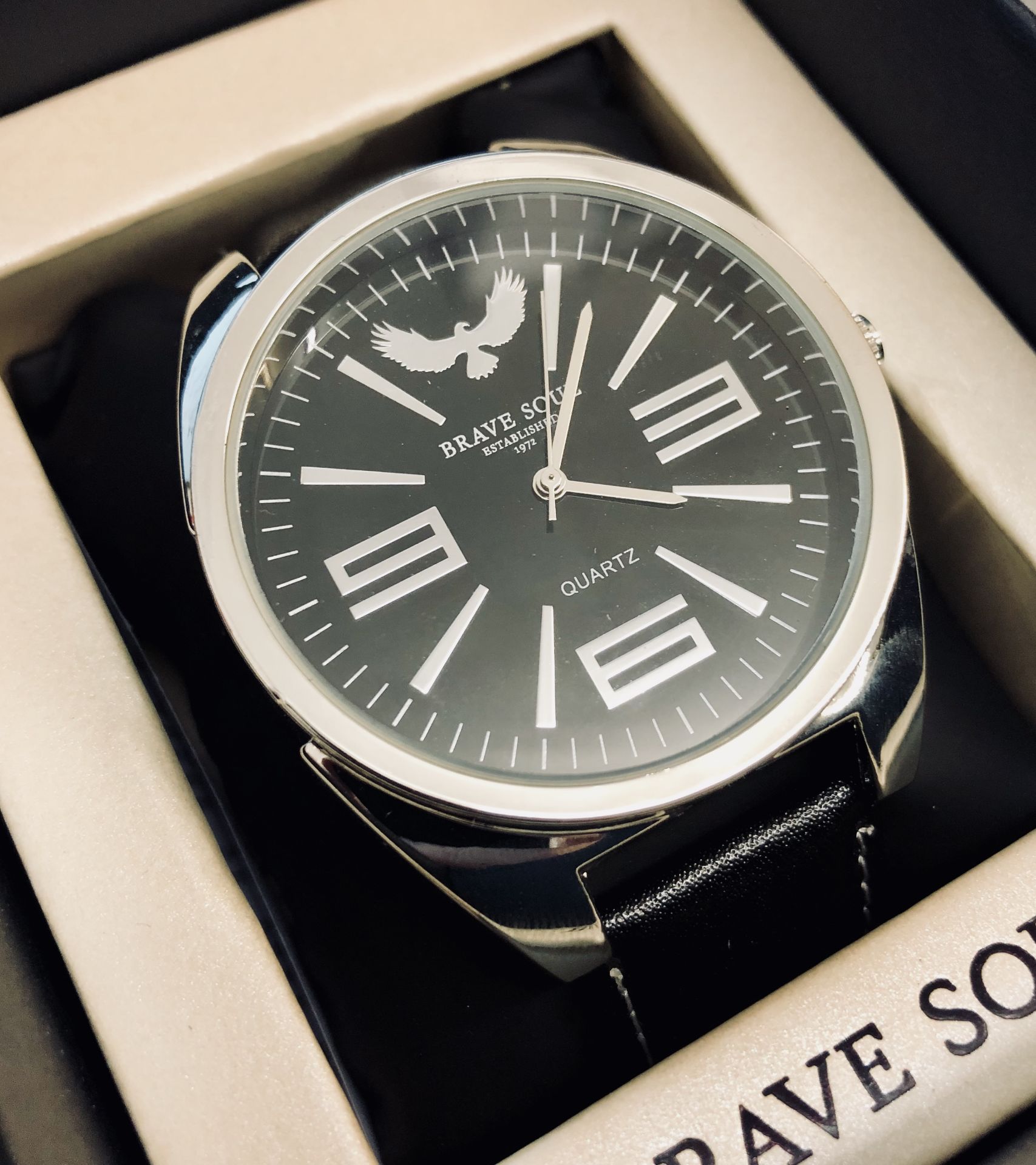 V Brand New Gents Brave Soul Black Strap Watch with WM Case