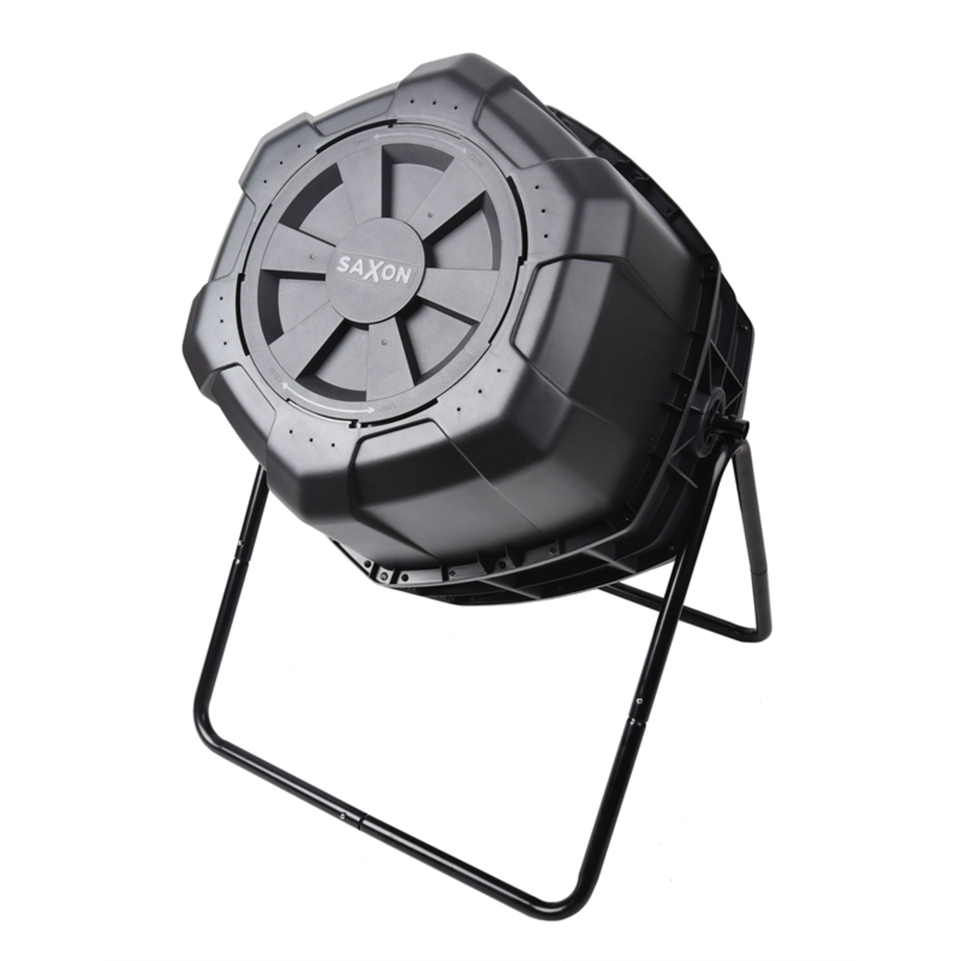 V Brand New Saxon 170L Compost Tumbler - 66L x 69W x 93H CM - Durable Powder Coated Steel Frame