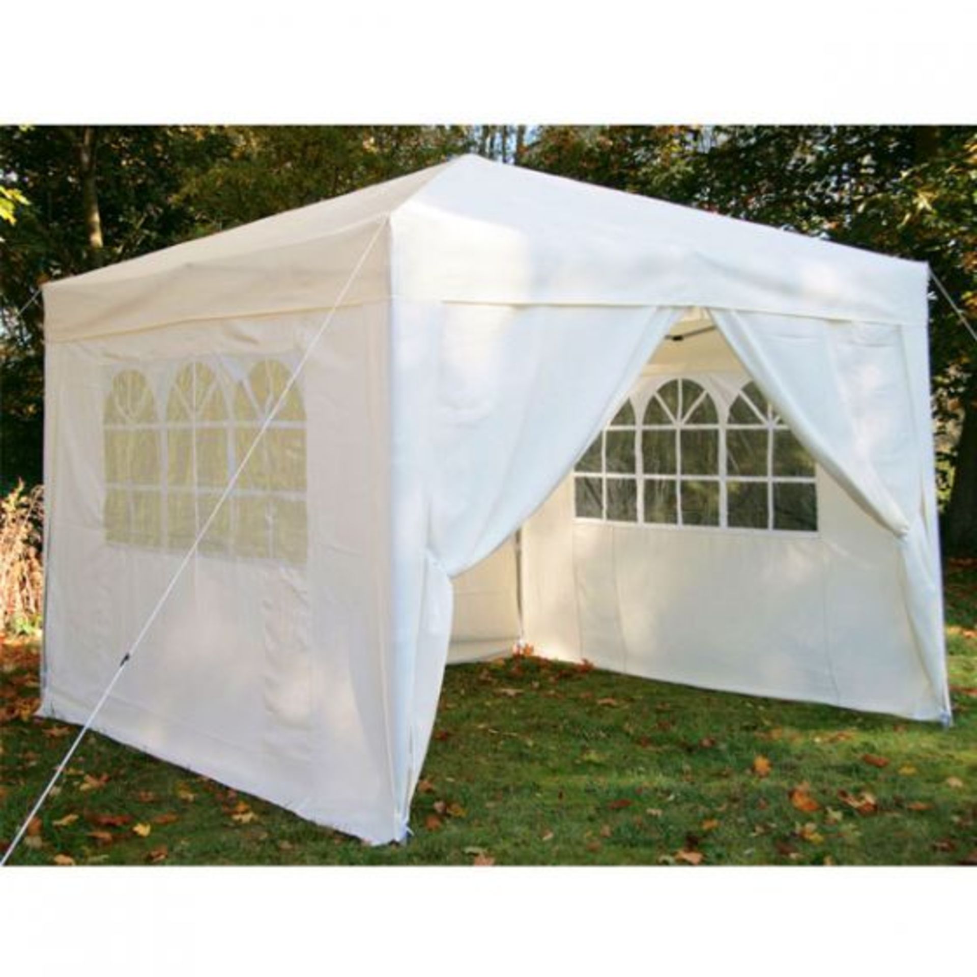 V Brand New 3 x 3m Gazebo With Side Walls - Easy Setup - Steel Powder Coated Frame