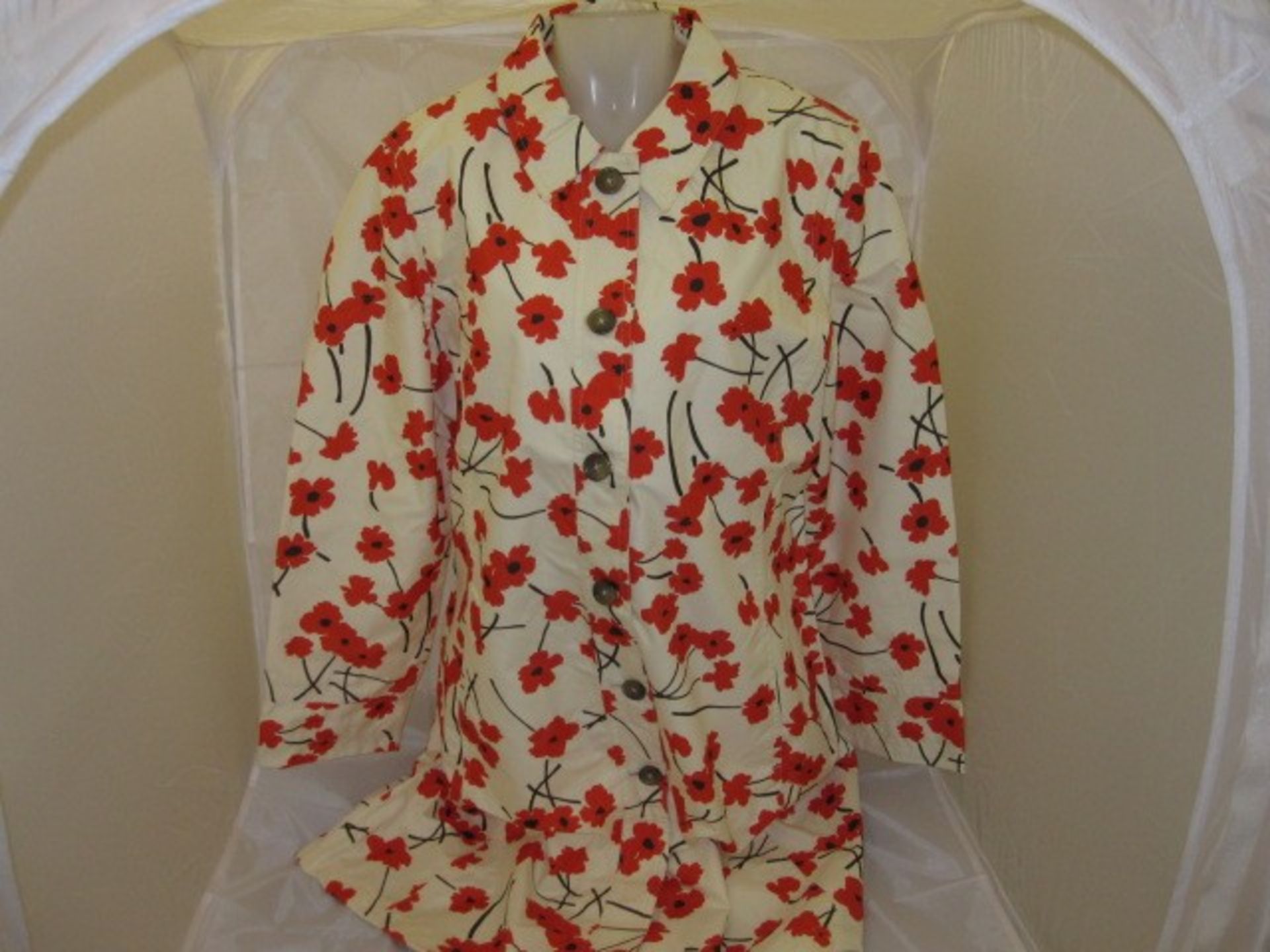 V Brand New Lands End Salsa Orange Floral Lightweight Coat Size L RRP £95