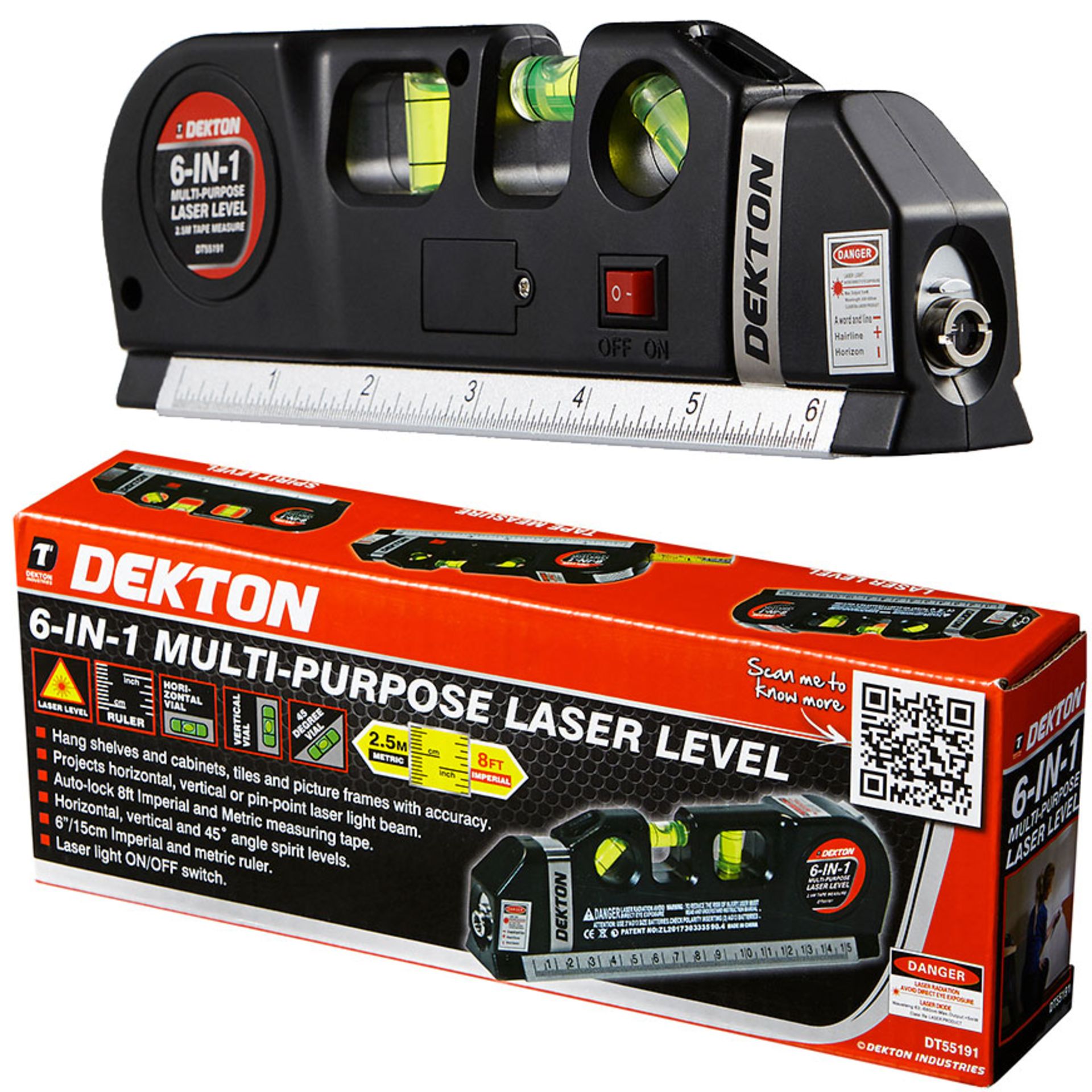 V Brand New Dekton 6 in 1 Multipurpose Laser Level