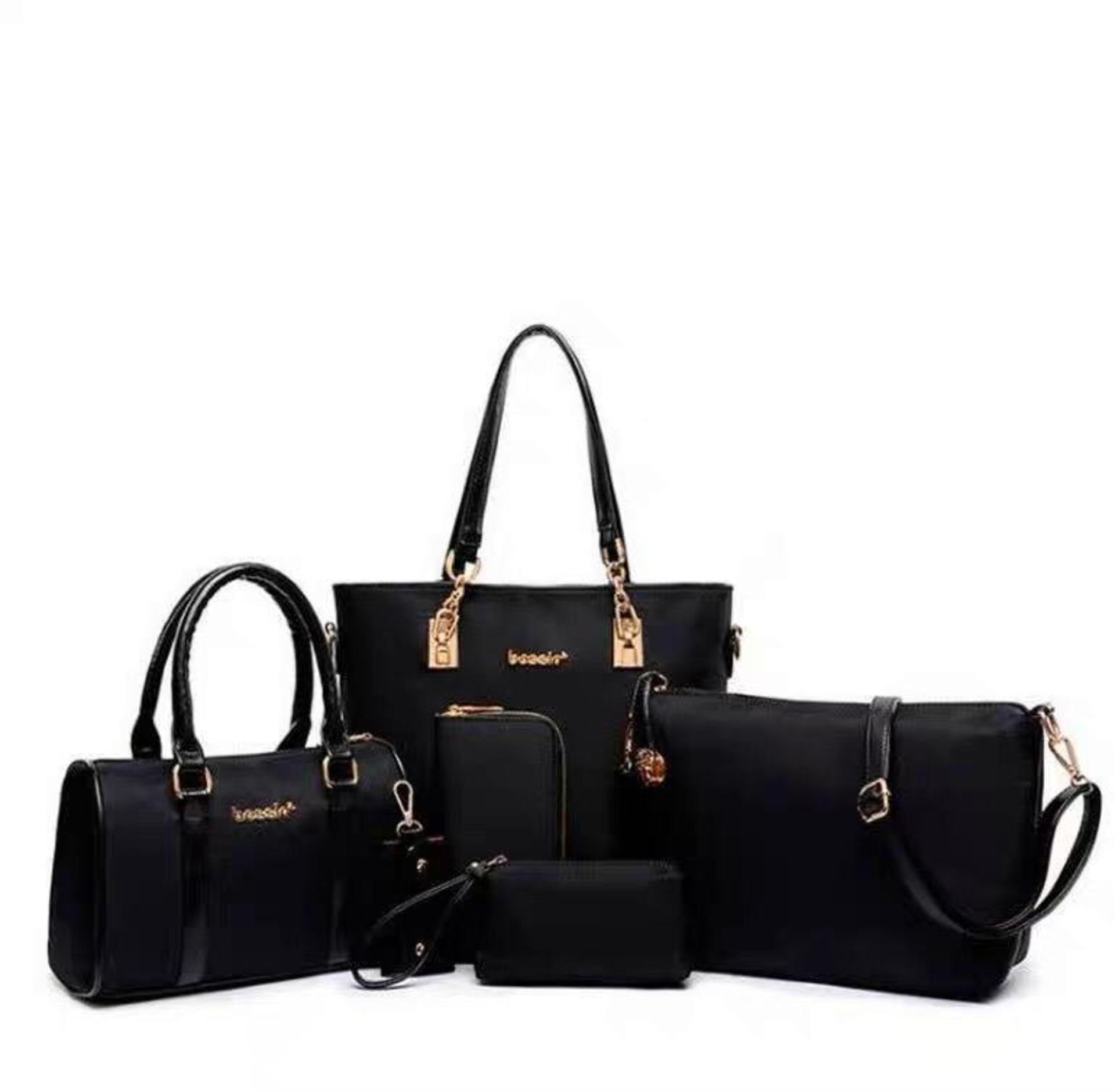 Brand New Black Mei&ge Fashon Six Piece Bag Set