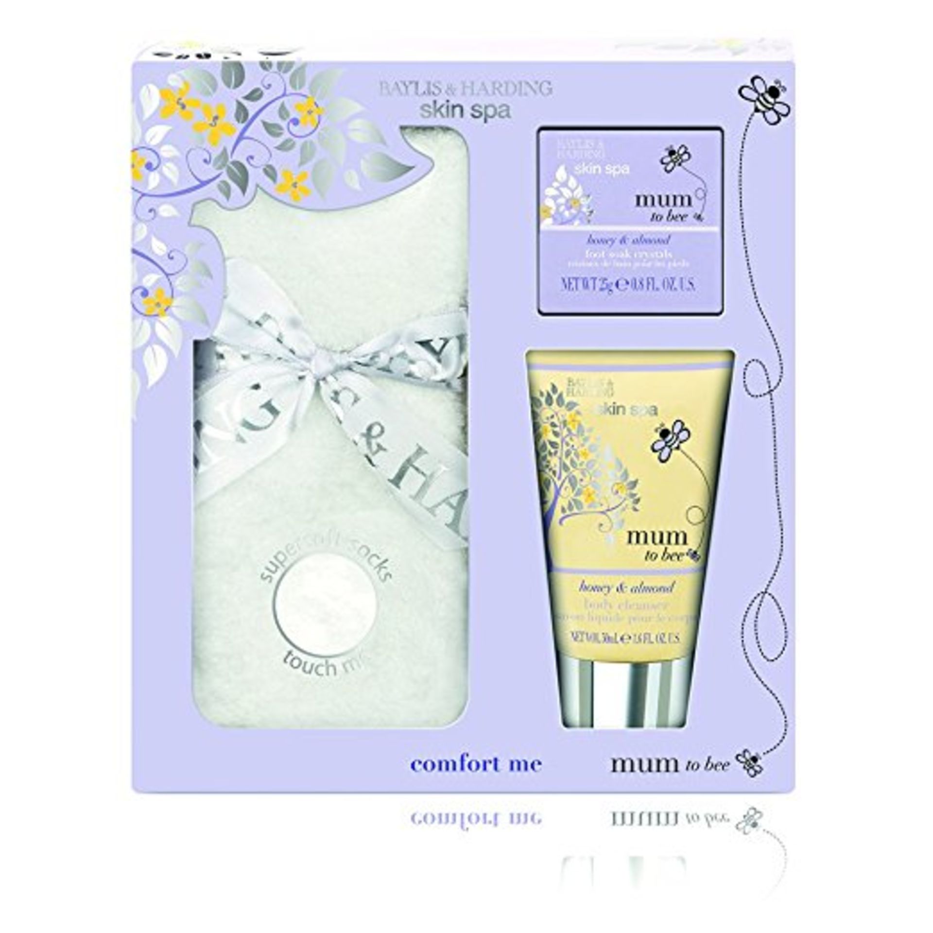 V Brand New Baylis & Harding Skin Spa "Comfort Me" Supersoft Socks + Honey & Almond Gift Set Inc