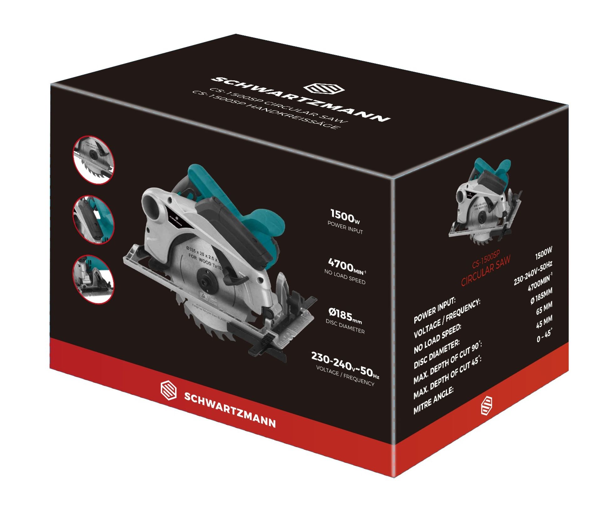 V Brand New 1500w CS1500SP Circular Saw With laser Guide - Dust Extraction - 185mm Disc Diameter -