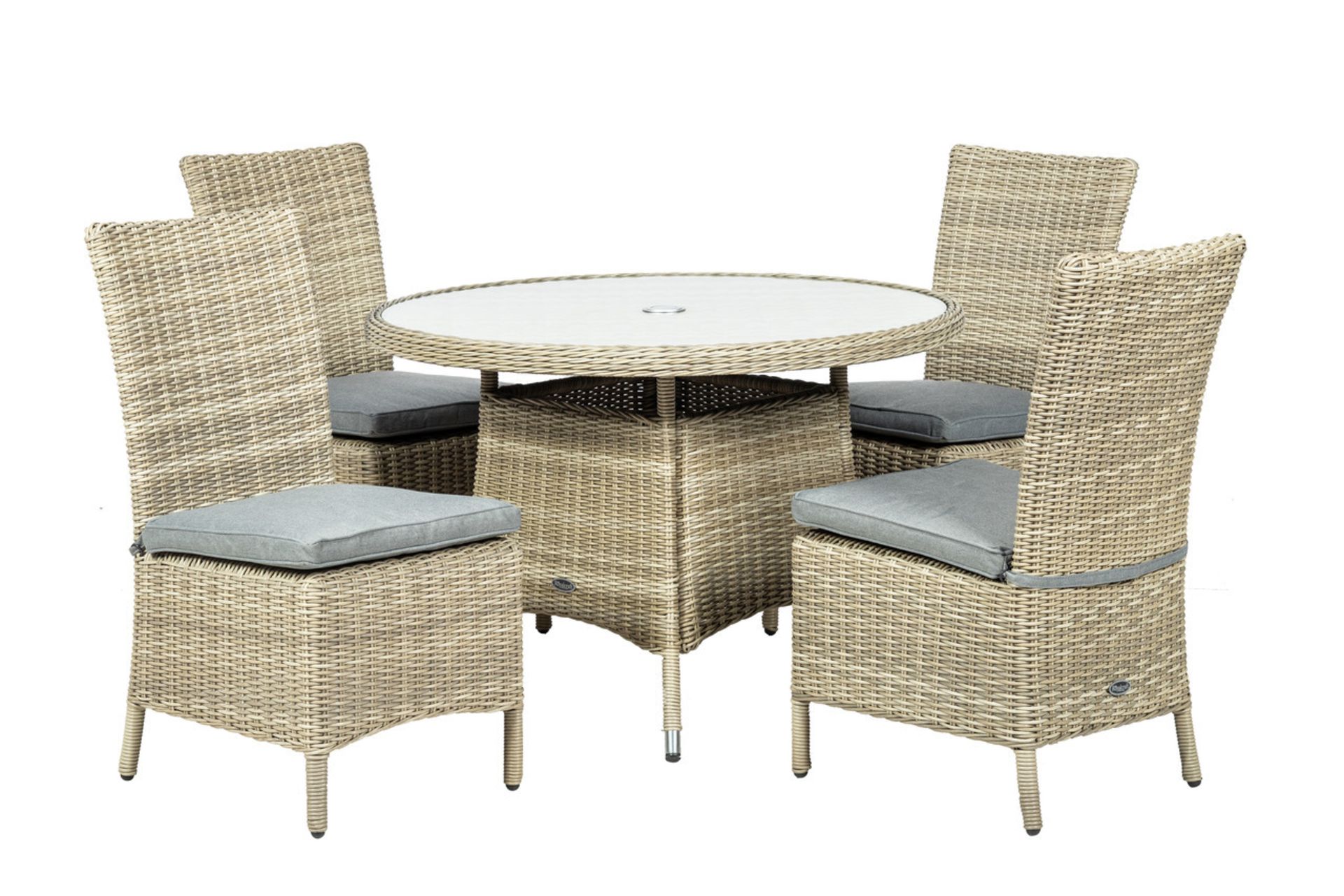 V Brand New TO Wentworth 110 Table With Four Side Dining Chairs - High Quality 5mm Half Round
