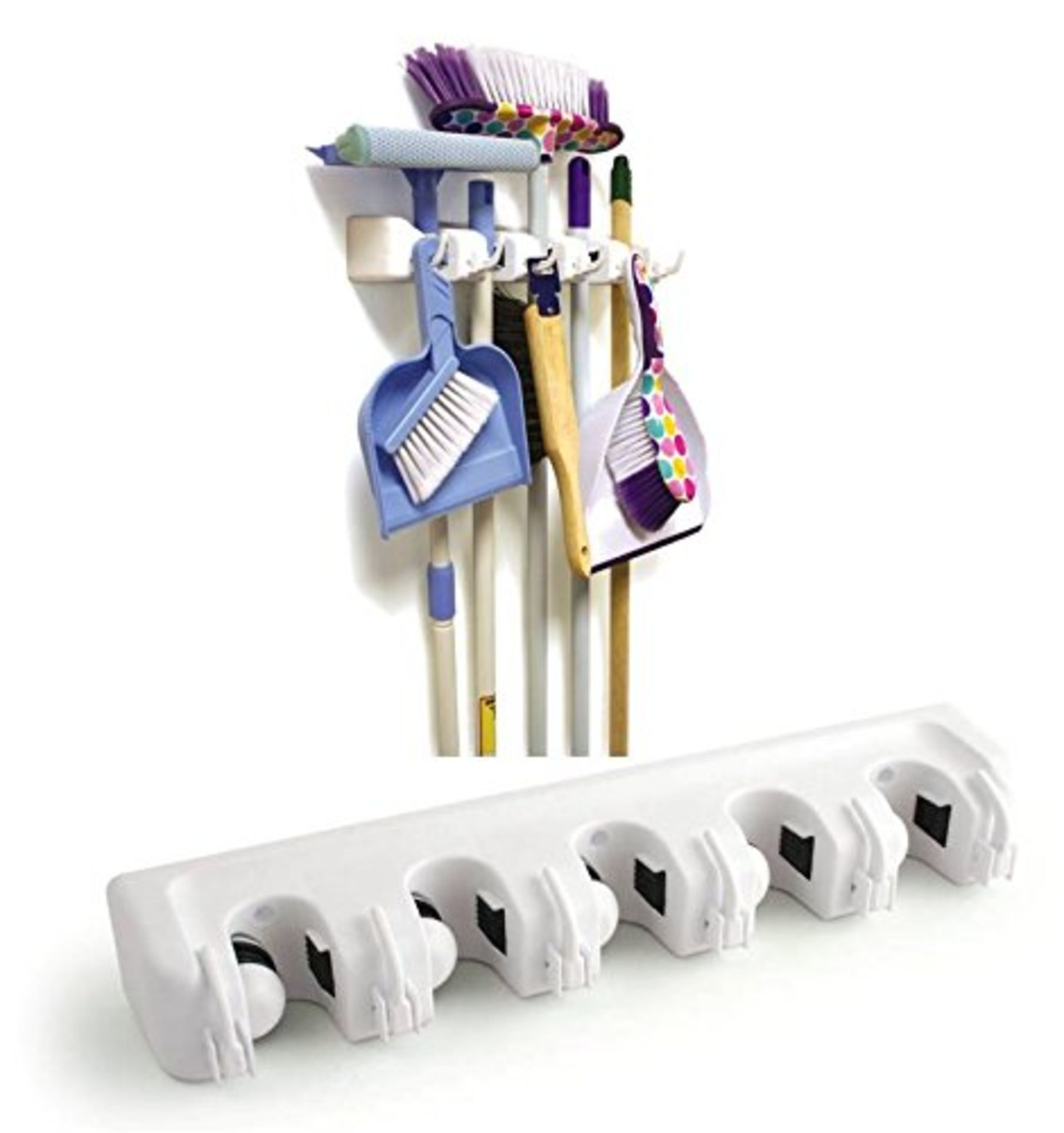 V Brand New Broom Cupboard Broom (etc) Holder - Ideal For Kitchen Utility Room Or Garage