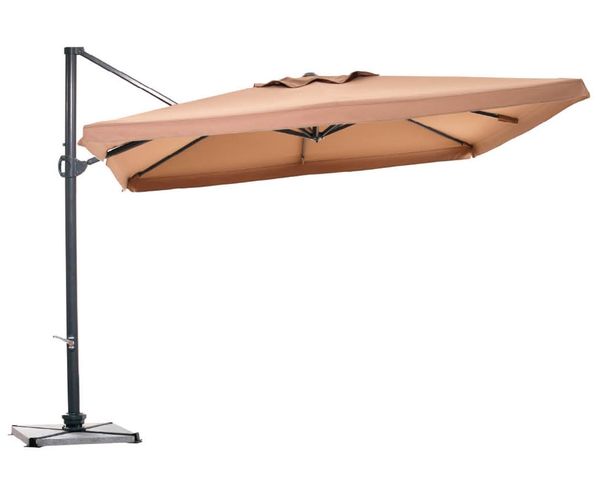 V Brand New 2.5m Steel Rib Aluminium Pole Parasol - Taupe