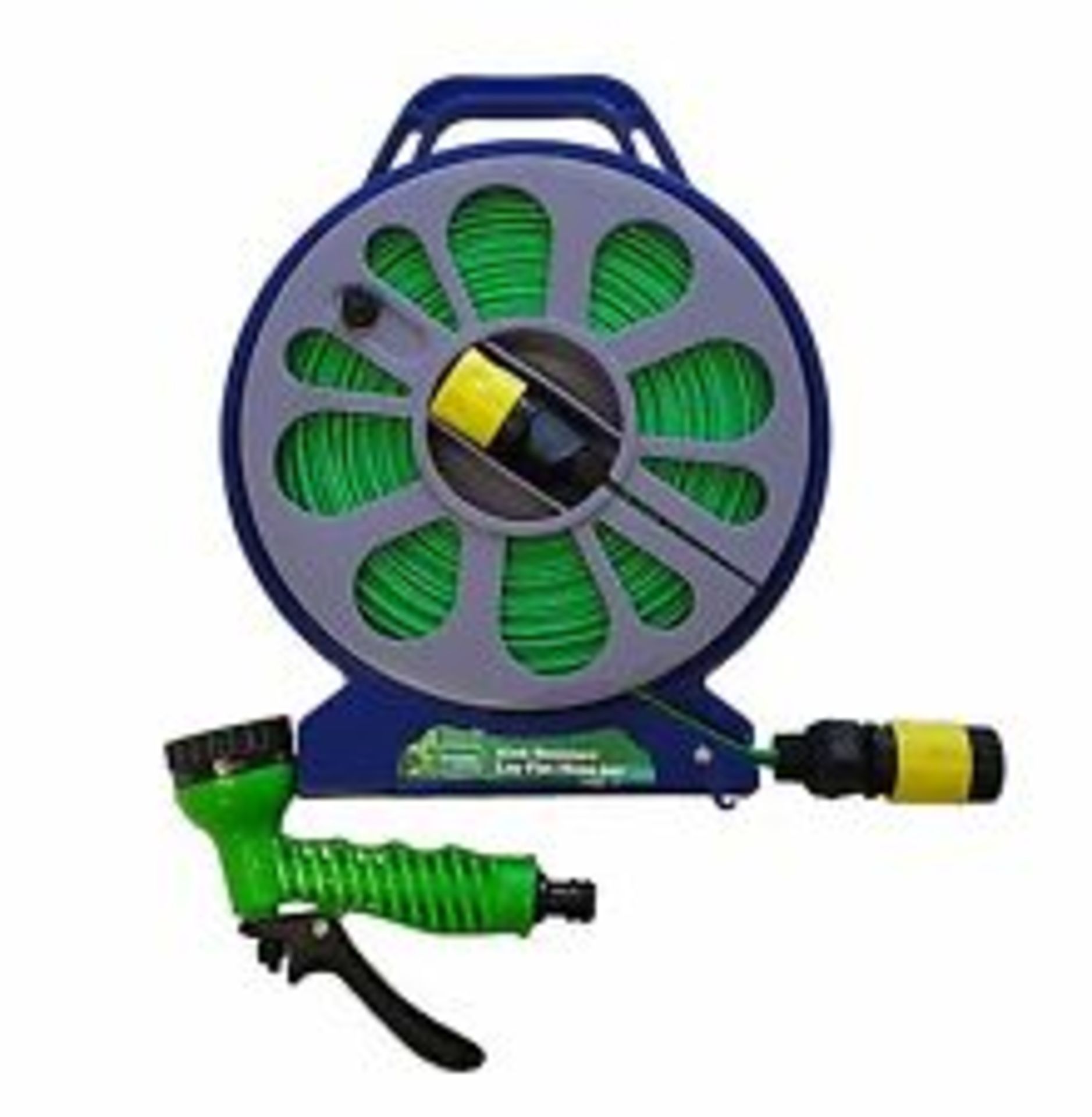 V Brand New Kink Resistant Lay Flat Hose Set 15 metres (approx) With Multi-Setting Spray Gun -