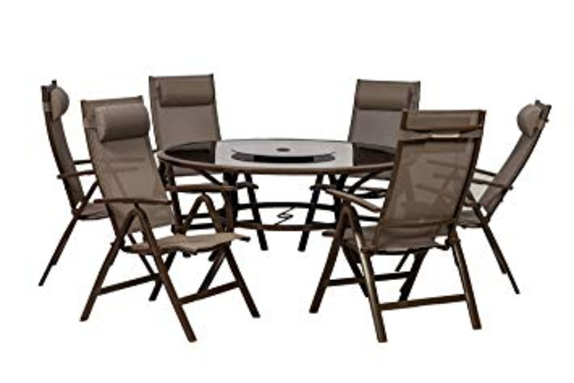 V Brand New Florence 150cm 6 Seater Dining Set With Lazy Susan-All Aluminium Construction On Table &