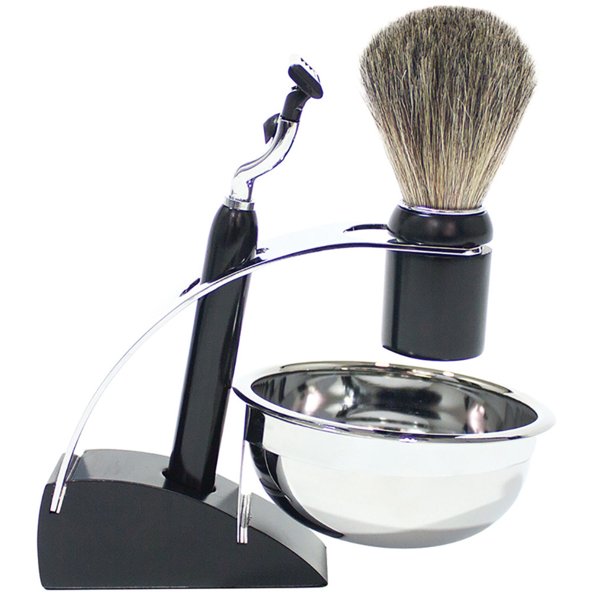 V Brand New Retro Shaving Set Includes Soft Hair Brush - Shaving Bowl - Razor With Removeable Heads