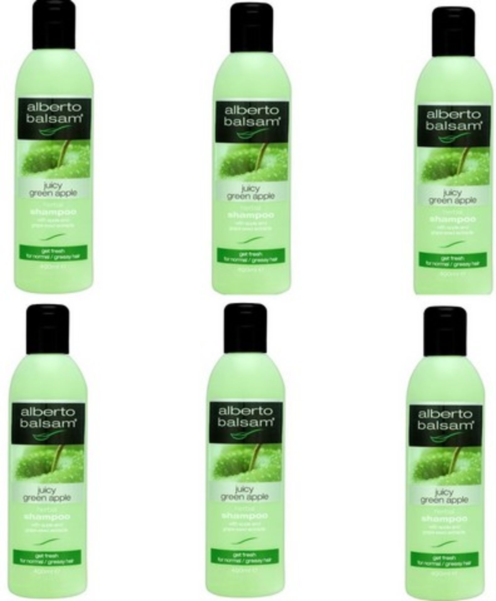 V Brand New A Lot Of Six 400ml Alberto Balsam Juicy Green Apple Shampoo