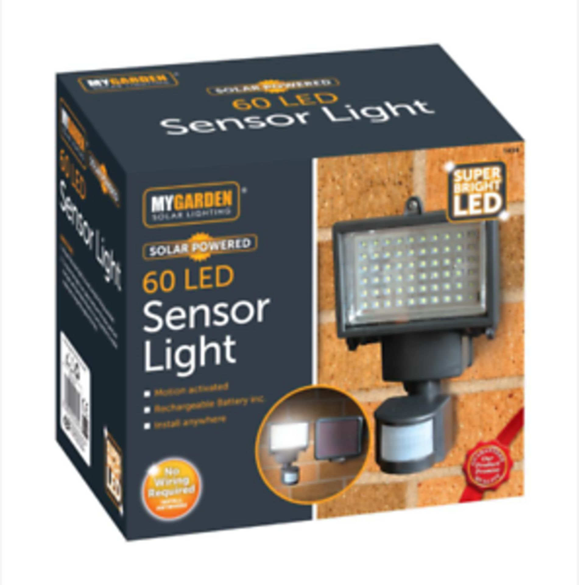 V Brand New Solar Powered 60 LED Sensor Light-Super Bright LED-Motion Activated-Rechargeable