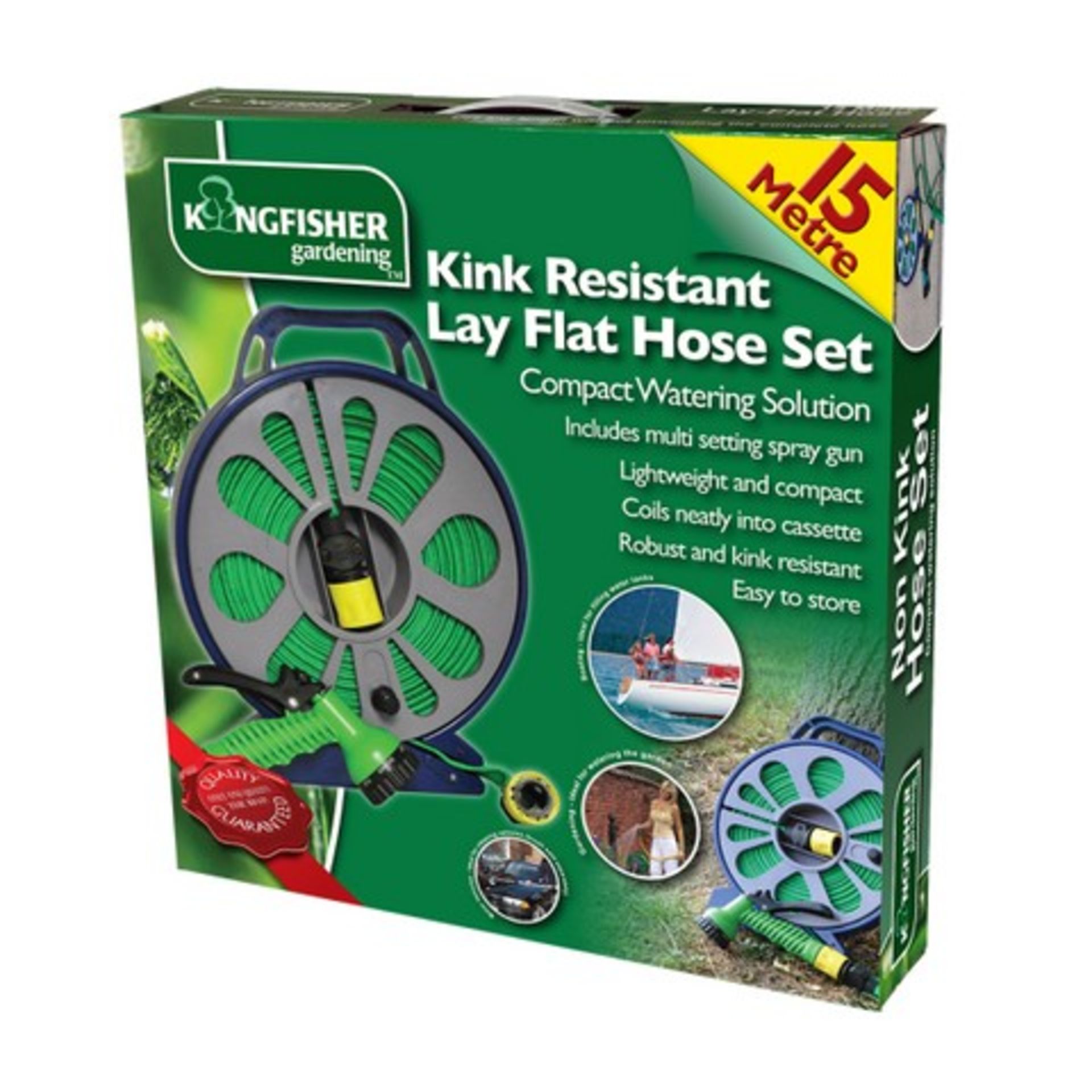 V Brand New Kink Resistant Lay Flat Hose Set 15 metres (approx) With Multi-Setting Spray Gun - - Image 2 of 2