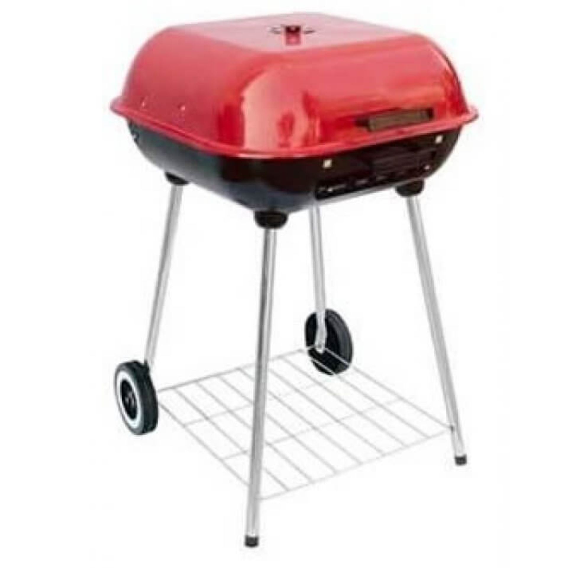 V Brand New Red & Black Freestanding Charcoal BBQ 55cm