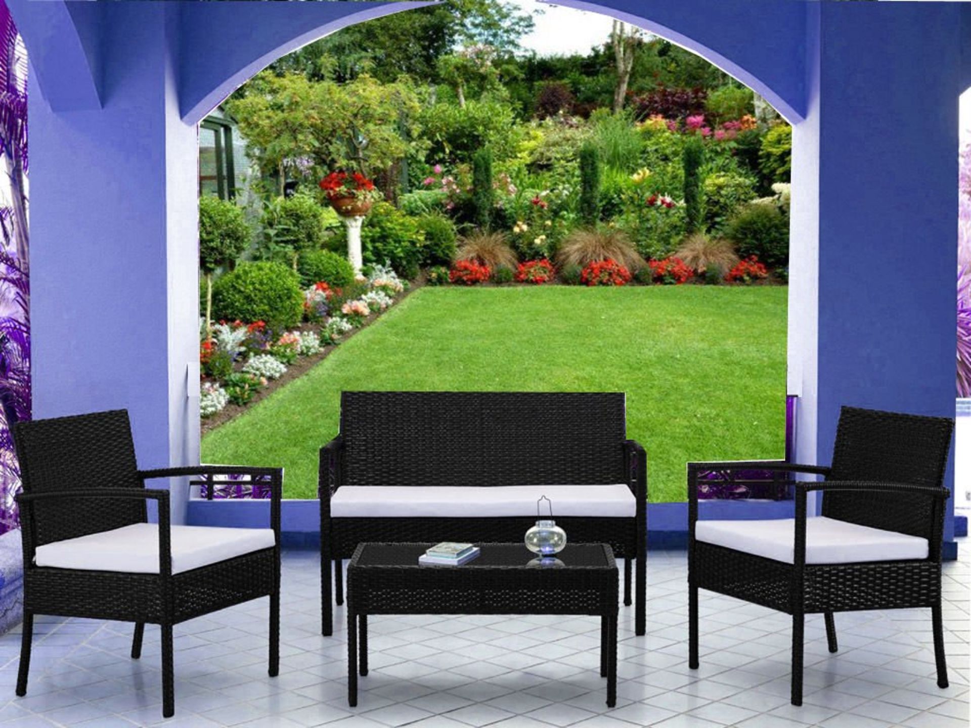 V Brand New Four Piece Palermo Ratan Patio Set