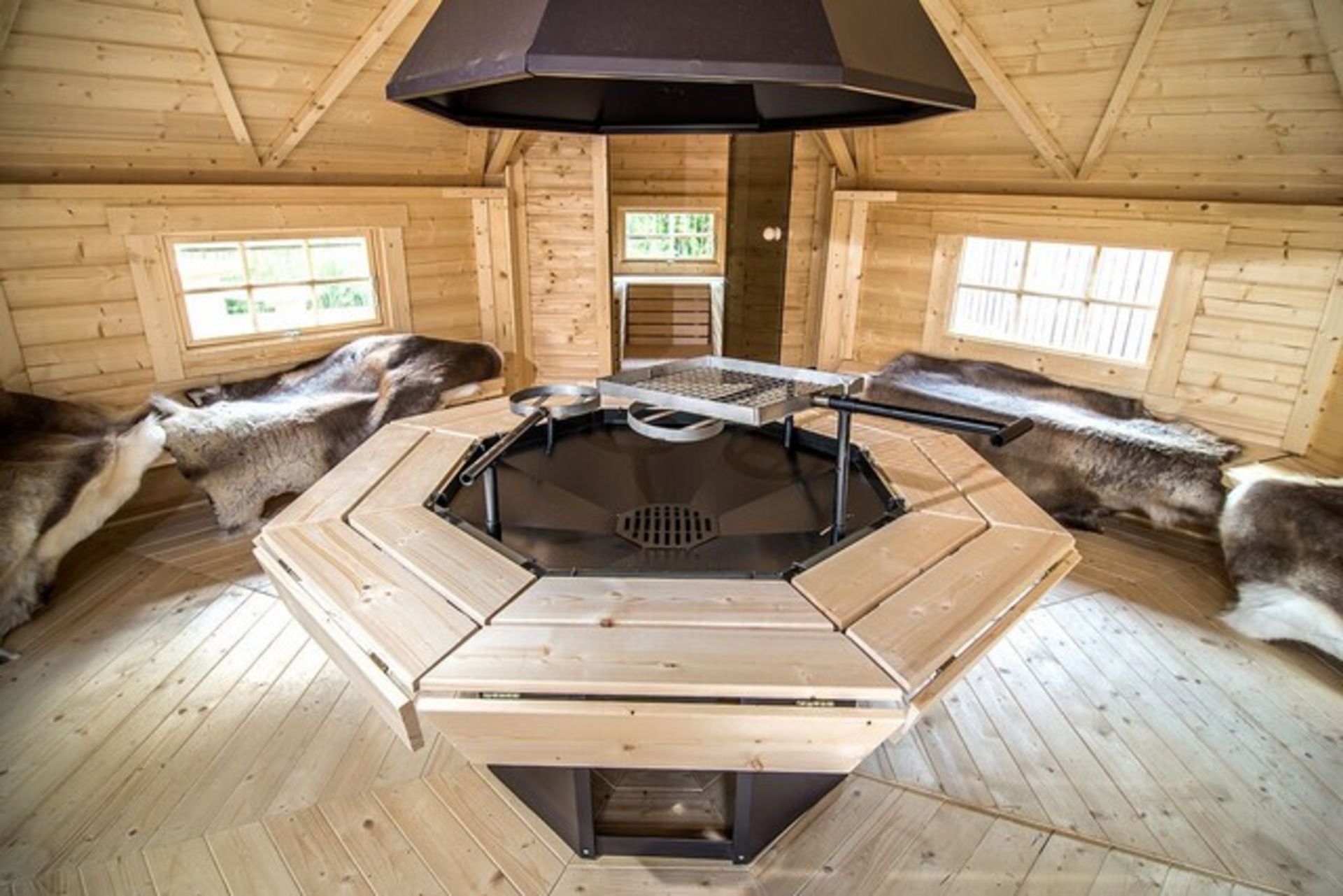 V Brand New 16.5m sq Grill Cabin with 4.3m sq Sauna Extension - Standard Grill - Table Around - Image 3 of 5