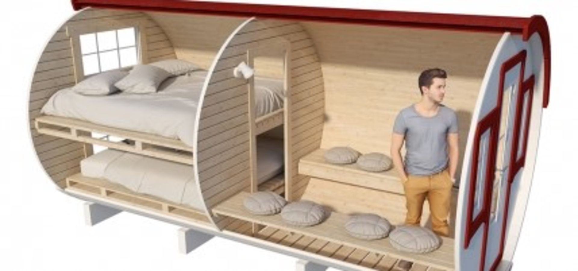 V Brand New 2.2 x 4.4m Barrel For Sleeping - Family Size - Sleeping & Sitting Rooms Inside - - Bild 3 aus 3