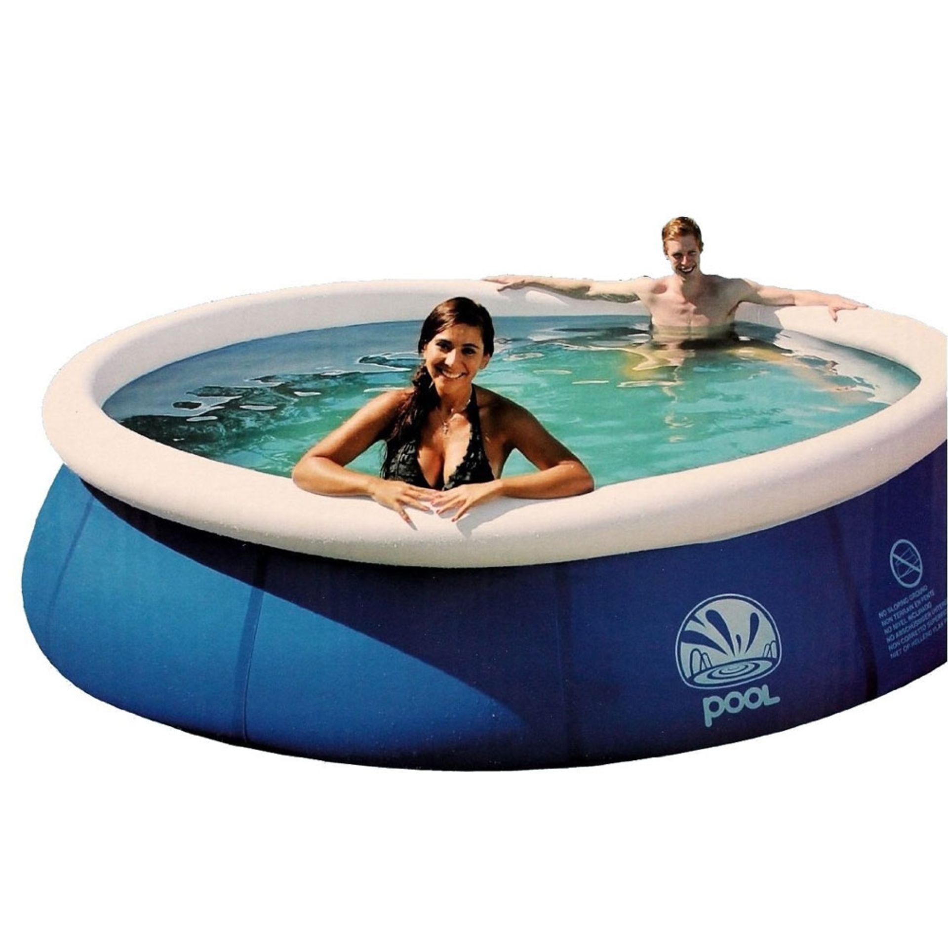 V Brand New 2.4m Quick-up Paddling Pool - Includes Repair Patch - Easy Up Construction - Fast