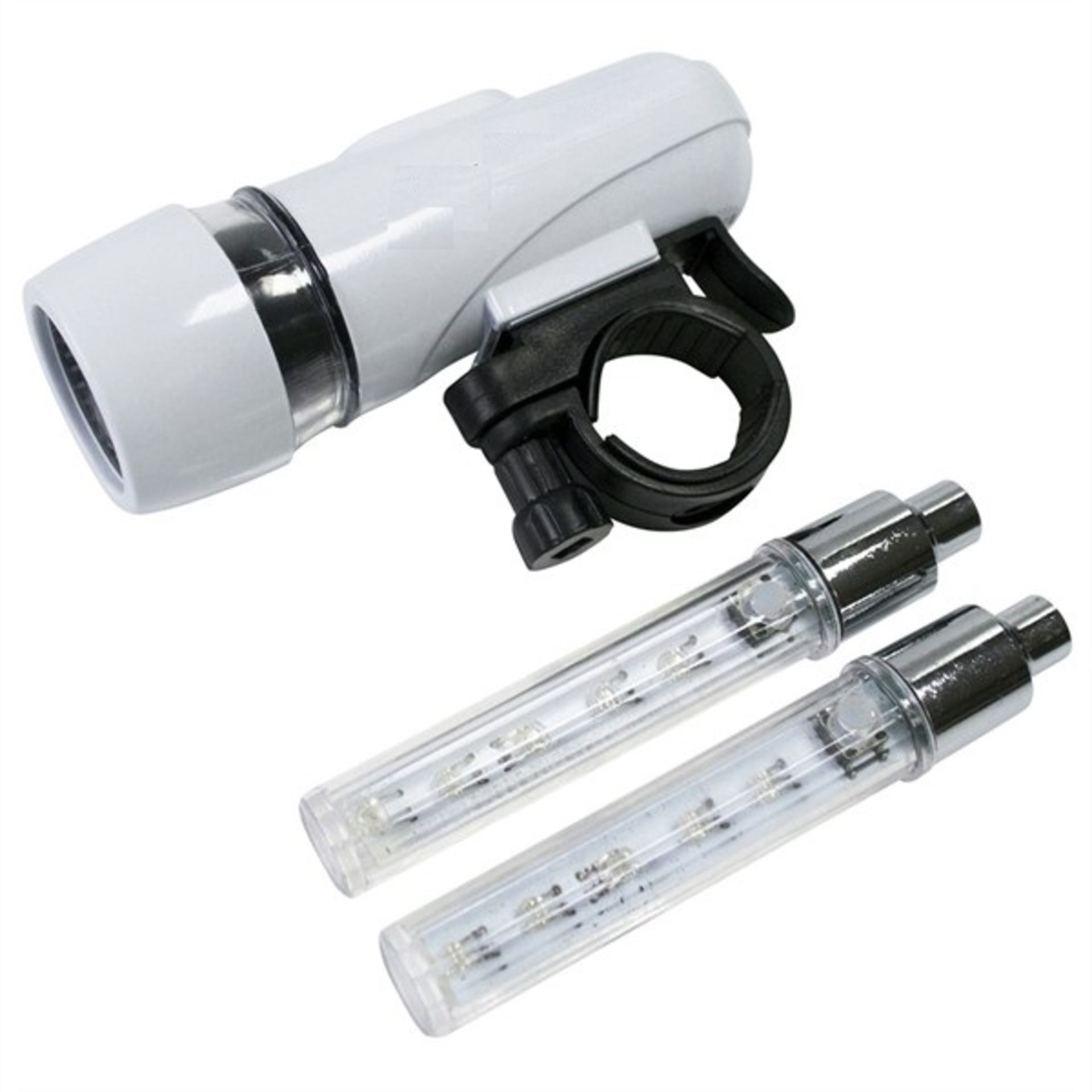 V Brand New 4 Piece LED Bicycle Light Set - Light Has 5 Bright LEDs/3 Modes/Bracket 5 LED Valve