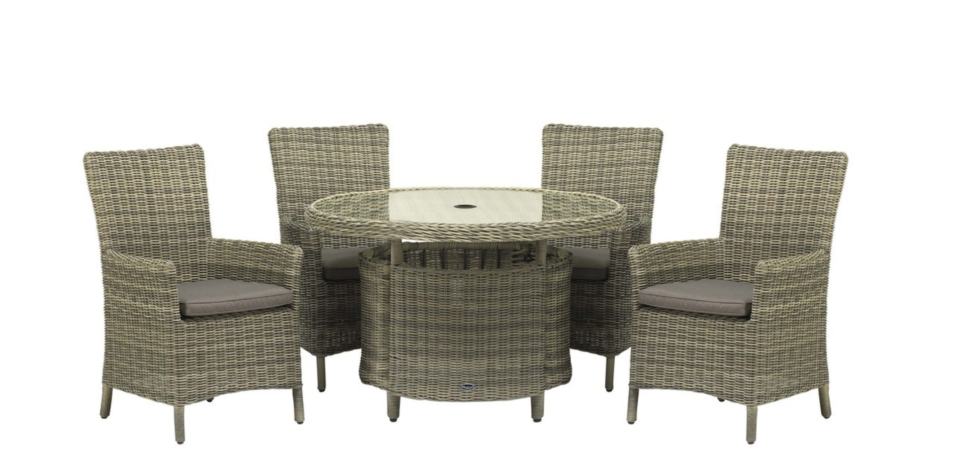 V Brand New Modena 110 Table With Four Carver Chairs - 5mm Full Round Weave (Stock Usually Available
